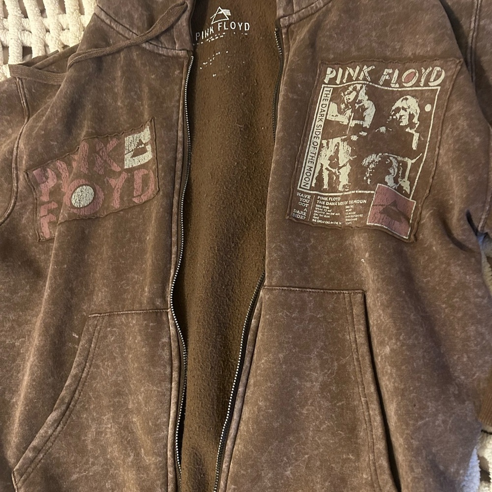 Pink Floyd Grunge Brown Zip-Up Hoodie - Picture 5 of 7